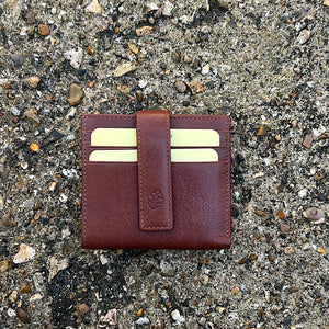 Tan Leather Credit Card Holder with Note Section (closed)