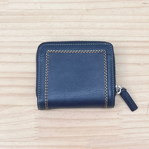 Navy & Cream Small Leather Purse (back)