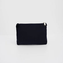 Load image into Gallery viewer, Fable England Enchanted Butterfly Embroidered Velvet Pouch – Navy (back)
