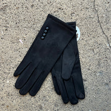 Load image into Gallery viewer, Faux Suede Button Detail Touchscreen Gloves – 5 Colours (black)
