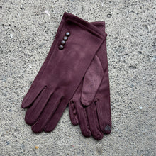 Load image into Gallery viewer, Faux Suede Button Detail Touchscreen Gloves – 5 Colours (chocolate)
