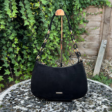Load image into Gallery viewer, Faux Suede Chain Detail Shoulder Bag (black)

