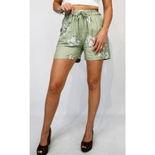 Load image into Gallery viewer, Floral Cotton Elasticated Waist Summer Shorts (sage)
