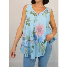 Load image into Gallery viewer, Floral Cotton Swing Vest Top (sky blue)
