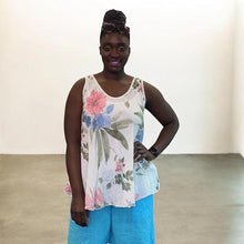 Load image into Gallery viewer, Floral Cotton Swing Vest Top (white)
