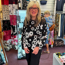 Load image into Gallery viewer, Floral Crochet Overlay Top (black &amp; white)

