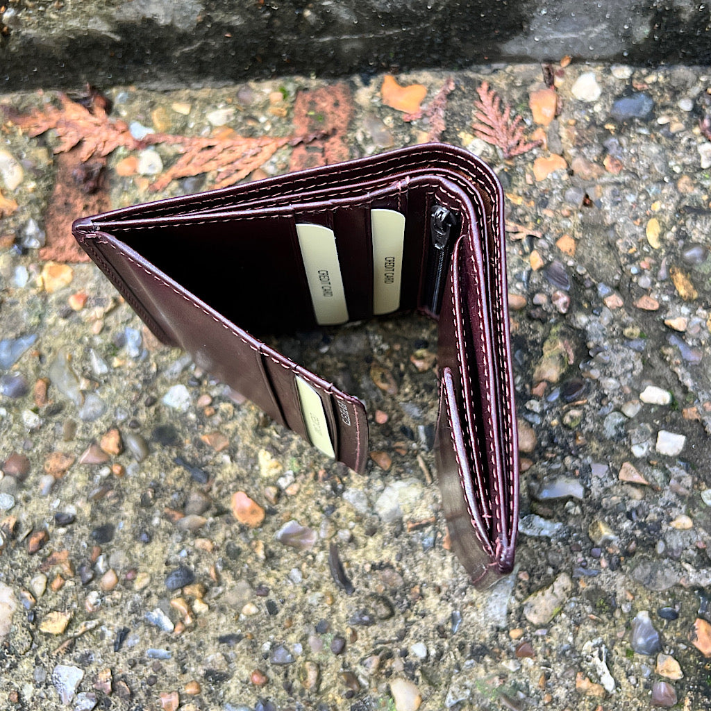 Gents Brown Leather Tri-Fold Wallet By Oak