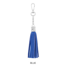 Load image into Gallery viewer, Genuine Leather Tassel Keyring &amp; Bag Charm (blue)
