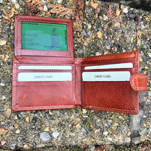 Load image into Gallery viewer, Gianni Conti Classic Tan Leather Wallet – Tab Closure (9 card slots)
