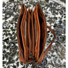 Load image into Gallery viewer, Gianni Conti Italian Leather Flap Front Shoulder &amp; Crossbody Bag (tan open)
