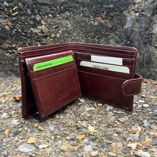 Load image into Gallery viewer, Gianni Conti Italian Leather RFID Bifold Wallet with Tab Closure (open)
