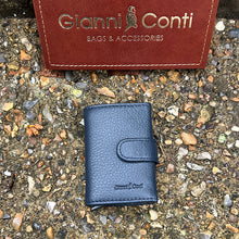 Load image into Gallery viewer, Gianni Conti Italian Leather RFID Compact Card Holder with Tab Closure (blue)
