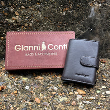 Load image into Gallery viewer, Gianni Conti Italian Leather RFID Compact Card Holder with Tab Closure (brown)
