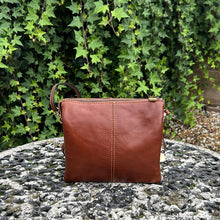 Load image into Gallery viewer, Gianni Conti Italian Leather Slim Triple Compartment Crossbody Bag (back)
