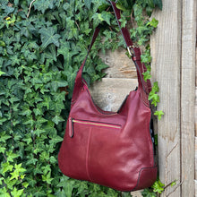 Load image into Gallery viewer, Gianni Conti Italian Leather Slouchy Shoulder &amp; Crossbody Bag – Burgundy (back)
