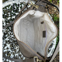 Load image into Gallery viewer, Gianni Conti Italian Leather Slouchy Shoulder &amp; Crossbody Bag – Taupe (open)
