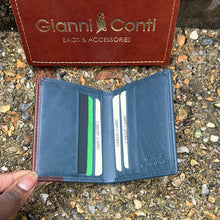 Load image into Gallery viewer, Gianni Conti Italian Leather Two-Tone Slim Bifold Wallet (open)
