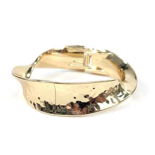 Gold Twisted Hammered Bangle