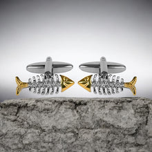 Load image into Gallery viewer, Golden Catch Fishbone Cufflinks

