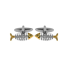 Load image into Gallery viewer, Golden Catch Fishbone Cufflinks (studio image)
