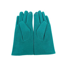 Load image into Gallery viewer, Green Suedette Gloves with Multicolour Button Detail (palm)
