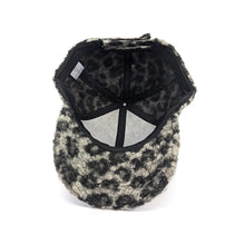 Load image into Gallery viewer, Grey Wild Comfort Bouclé Leopard Cap (inside)

