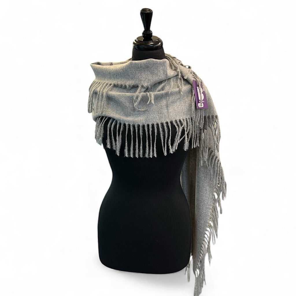 Grey Winter Whisper Fringed Scarf