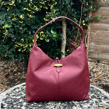 Load image into Gallery viewer, Hobo Style Shoulder Bag with A Gold Toggle Clasp Detail (windsor wine)
