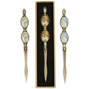 Cartography Letter/Card Opener | White Historical Map