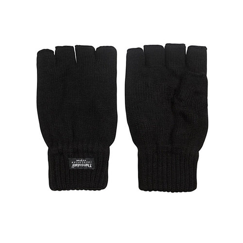 Men's Black Thinsulate Fingerless Gloves