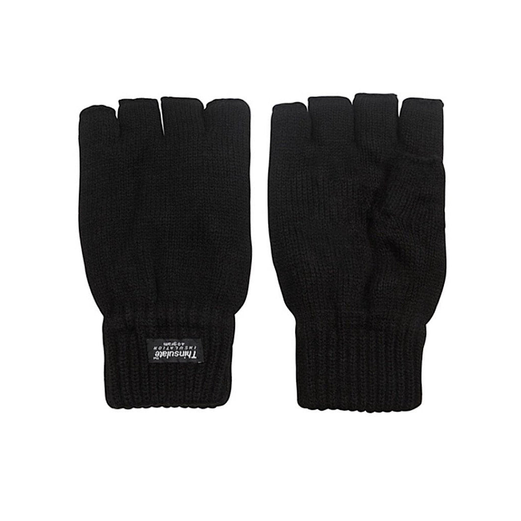Men's Black Thinsulate Fingerless Gloves