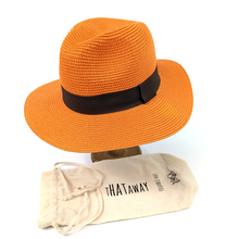 Load image into Gallery viewer, Orange Panama Foldable/ Roll Up Hat (on stand)
