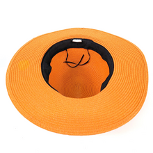 Load image into Gallery viewer, Orange Panama Foldable/ Roll Up Hat (adjustable string)
