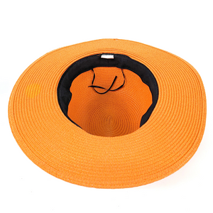 Orange Panama Foldable/ Roll Up Hat (adjustable string)