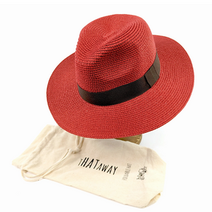Red Panama Foldable Hat