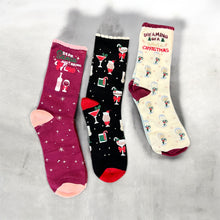 Load image into Gallery viewer, Christmas Cheer Wine Lover Socks - 3 Pai Gift Set

