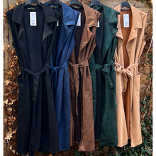 Load image into Gallery viewer, Beige Sleeveless Suedette Longline Gilet
