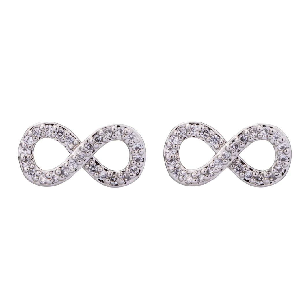 Clear Cubic Zirconia Figure 8/Infinity Stud Earrings | Silver