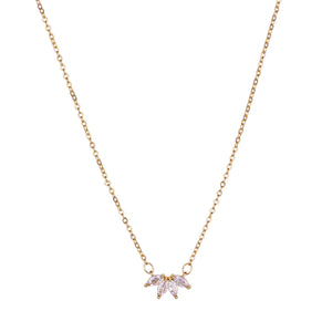Gold Cubic Zirconia Cluster of Crystal Short Necklace