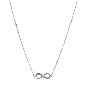 White Gold Plated & Cubic Zirconia Infinity Symbol Pendant