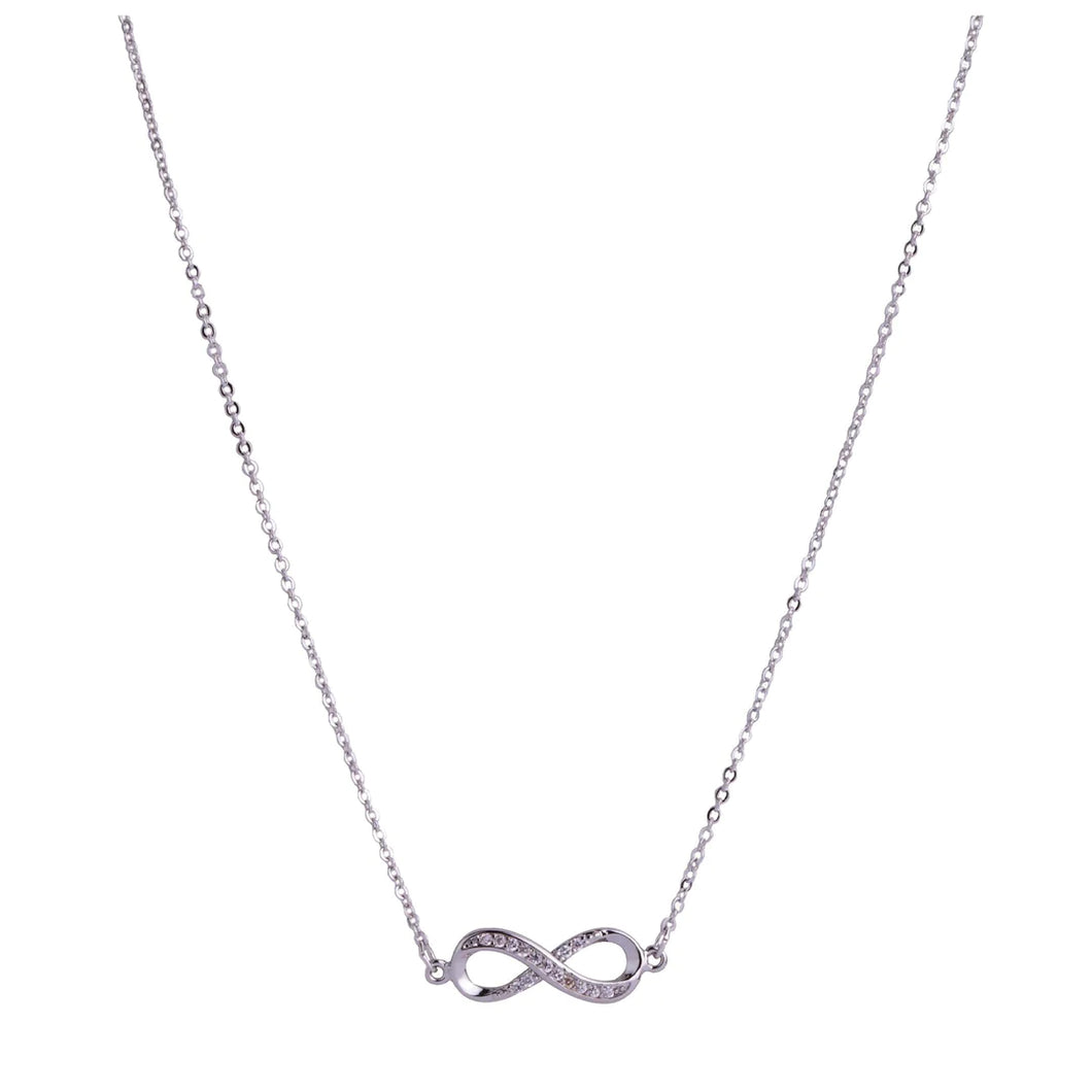 White Gold Plated & Cubic Zirconia Infinity Symbol Pendant