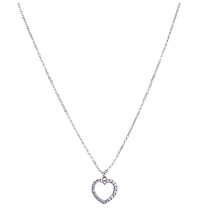Silver White Gold Plated & Cubic Zirconia Heart Pendant