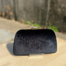 Load image into Gallery viewer, Black &amp; Gold Velour Evening Bag
