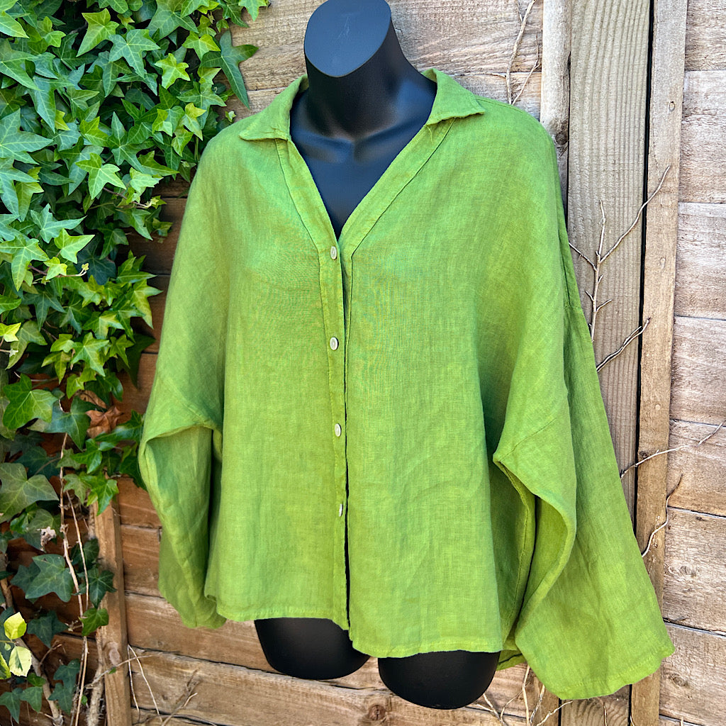 Plain Green Linen Shirt