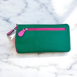 Genuine Leather Glasses & Sunglasses Case | Emerald, Pear & Hot Pink (back)