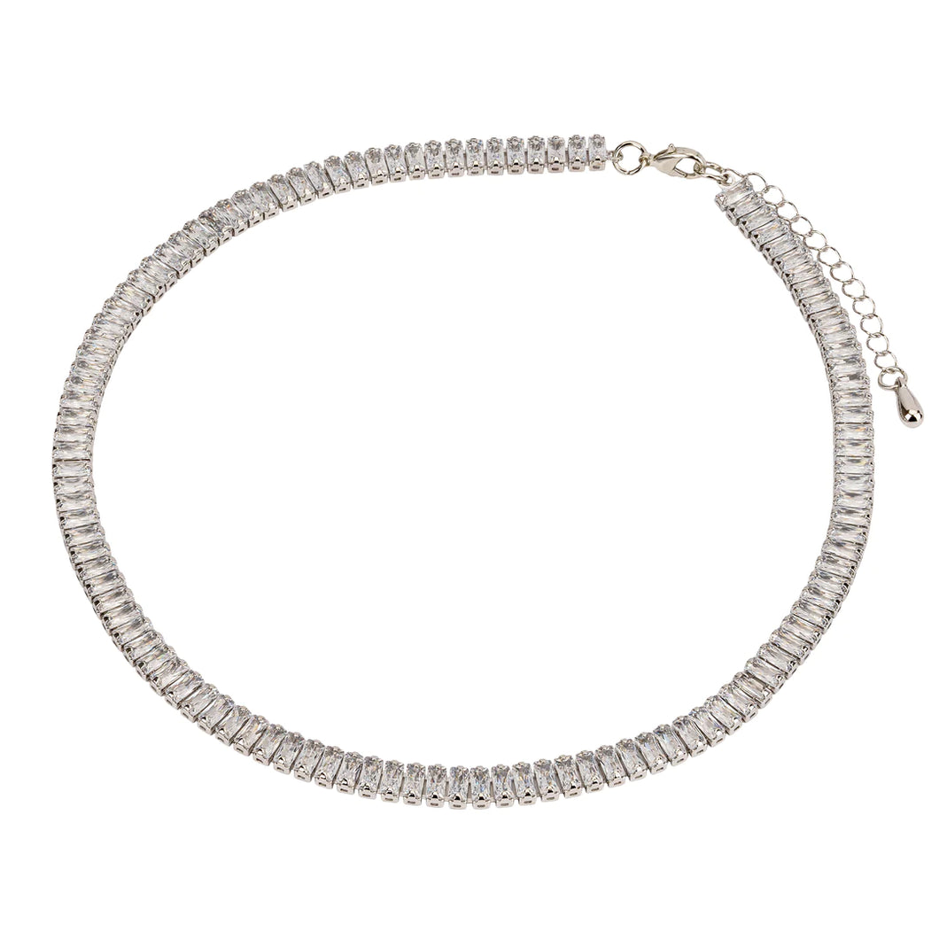 Silver “Elizabeth” Cubic Zirconia Necklace