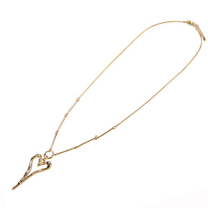 Gold Long Necklace with Heart Pendant