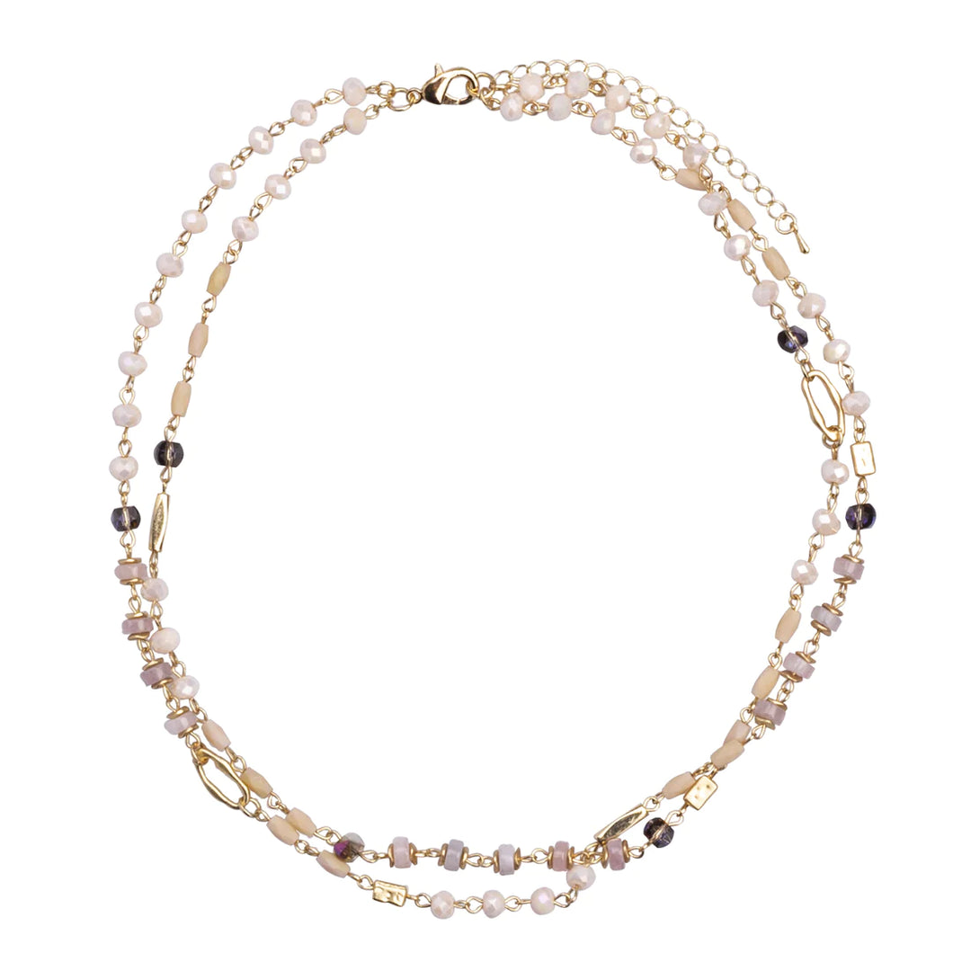 Gold & Pink Semi-Precious Stone 'Venus Short Necklace