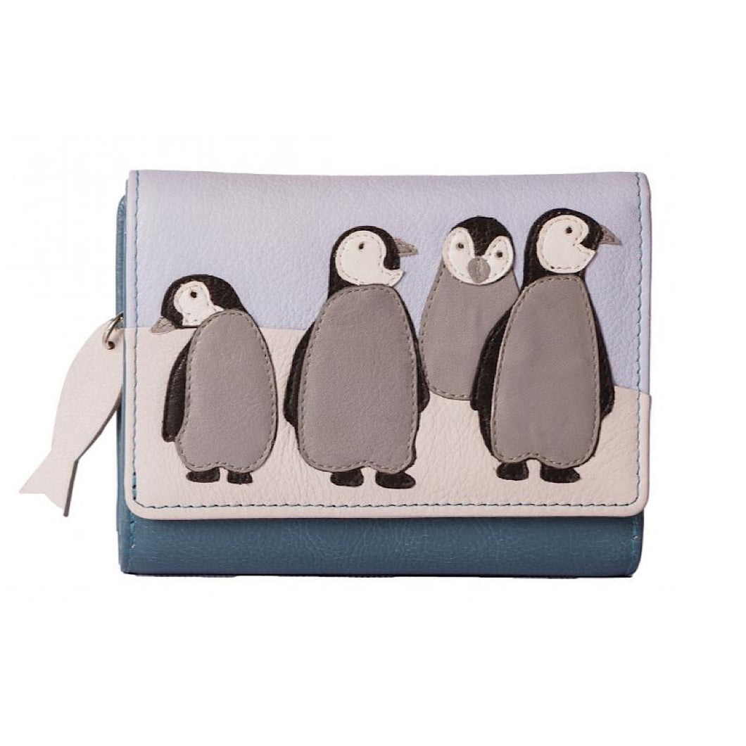 Ollie Penguin Leather Tri Fold Purse