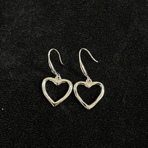 Silver Cut-Out Heart Hook Earrings